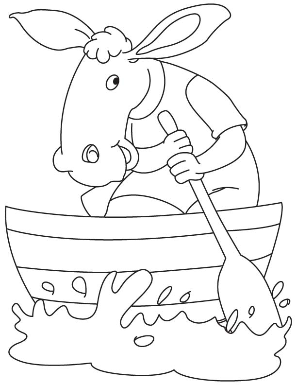 Donkey on boat coloring page
