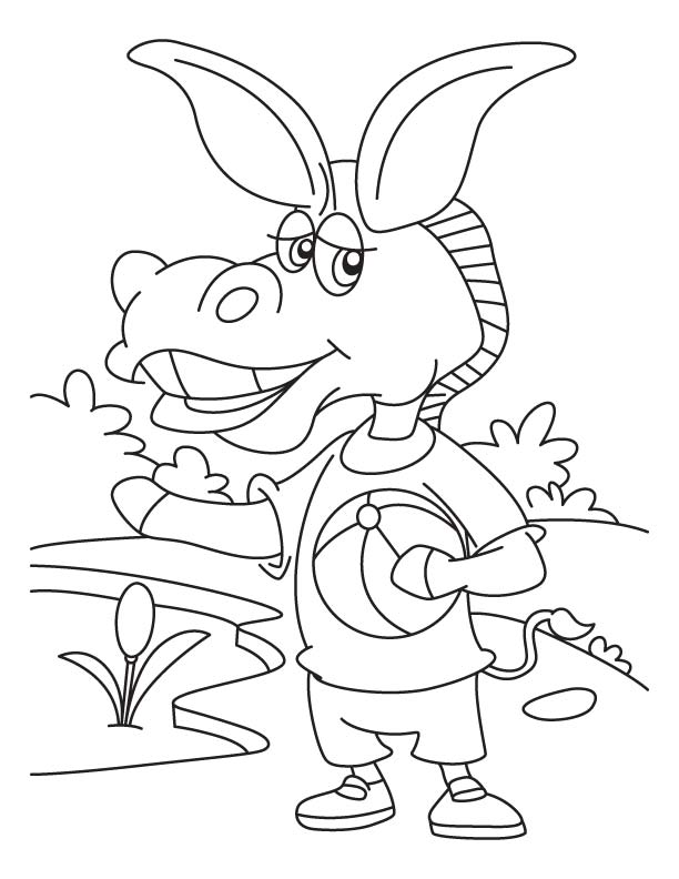 Donkey with ball coloring page