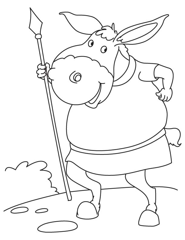 Donkey with spear coloring page