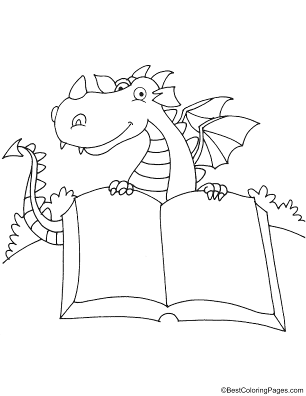 Dragon showing a book coloring page