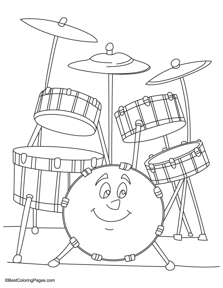 Drum set coloring page