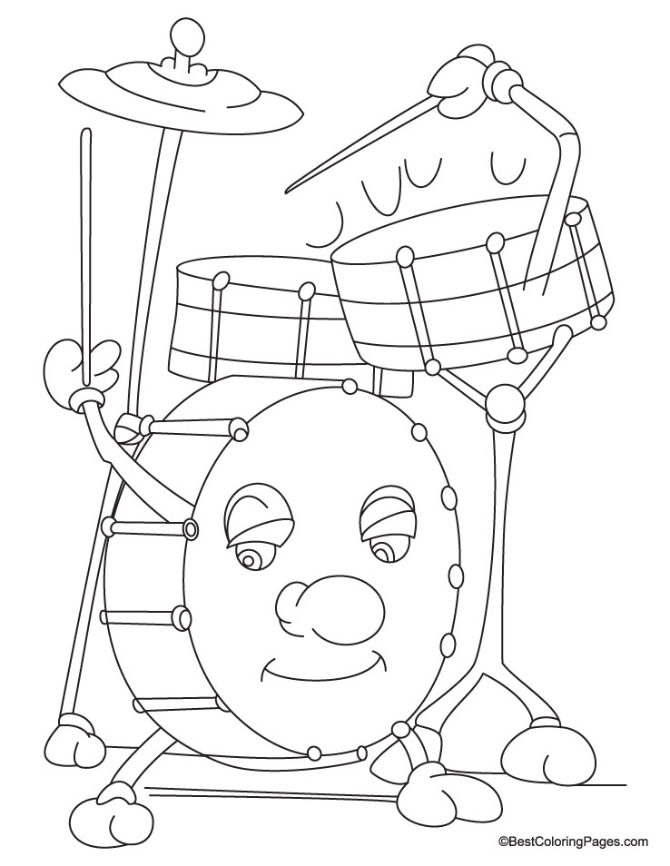 Drum set coloring page