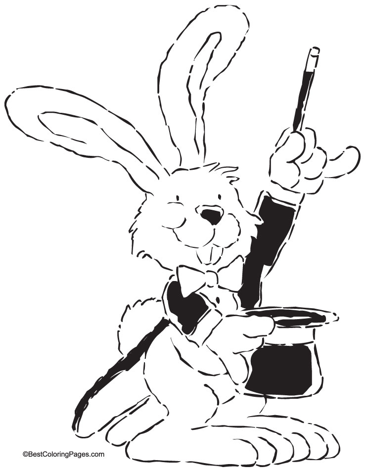 Magician easter bunny coloring page