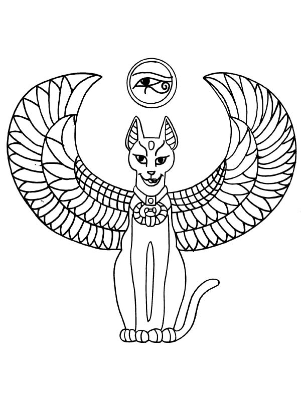 Egyptian cat tattoo coloring page