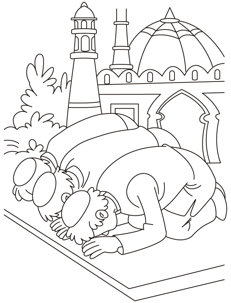 Eid prayer coloring page