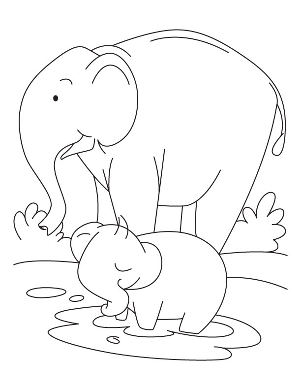 Elephant and Baby Elephant coloring pages