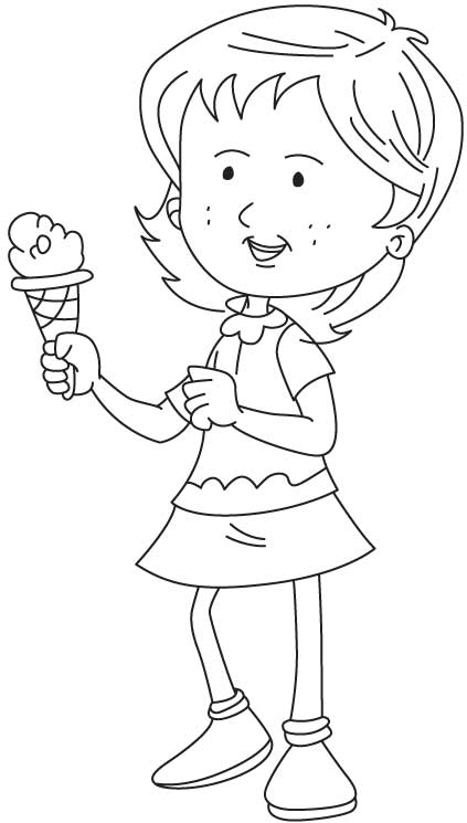 Enjoying icecream coloring page