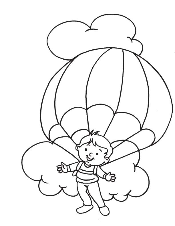 Enjoying parachuting coloring page