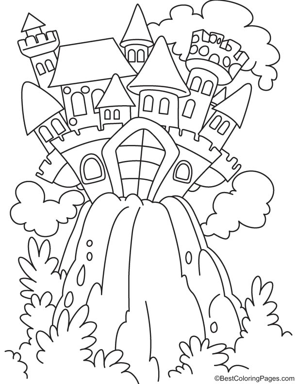Fairy castle coloring page