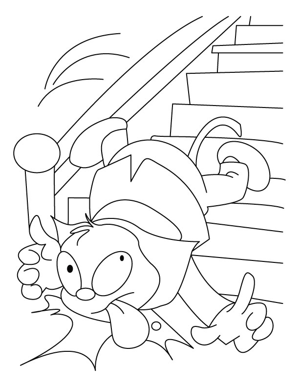 Falling from stairs coloring pages