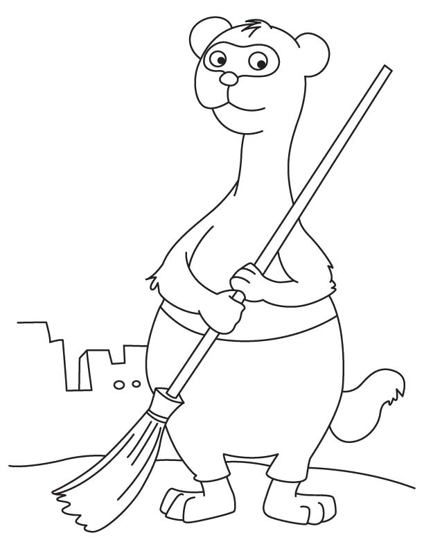Ferret the sweeper coloring page