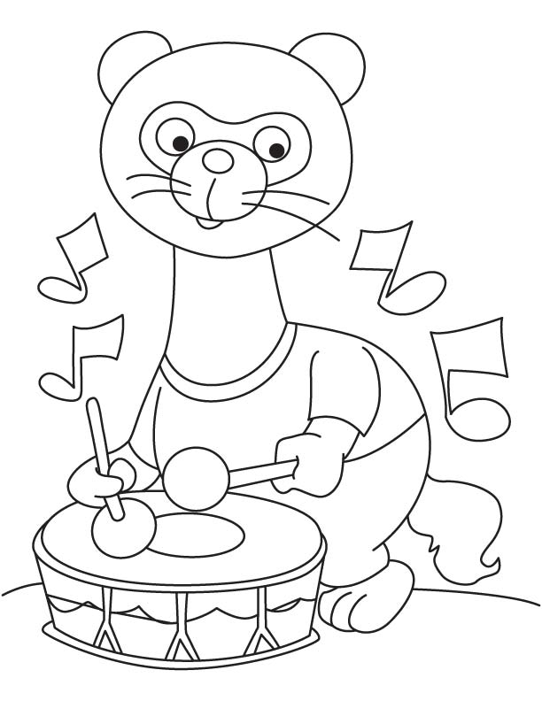 Ferret with drum coloring page