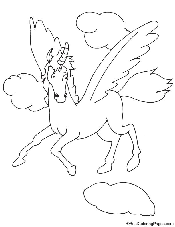 Flying horse Pegasus coloring page