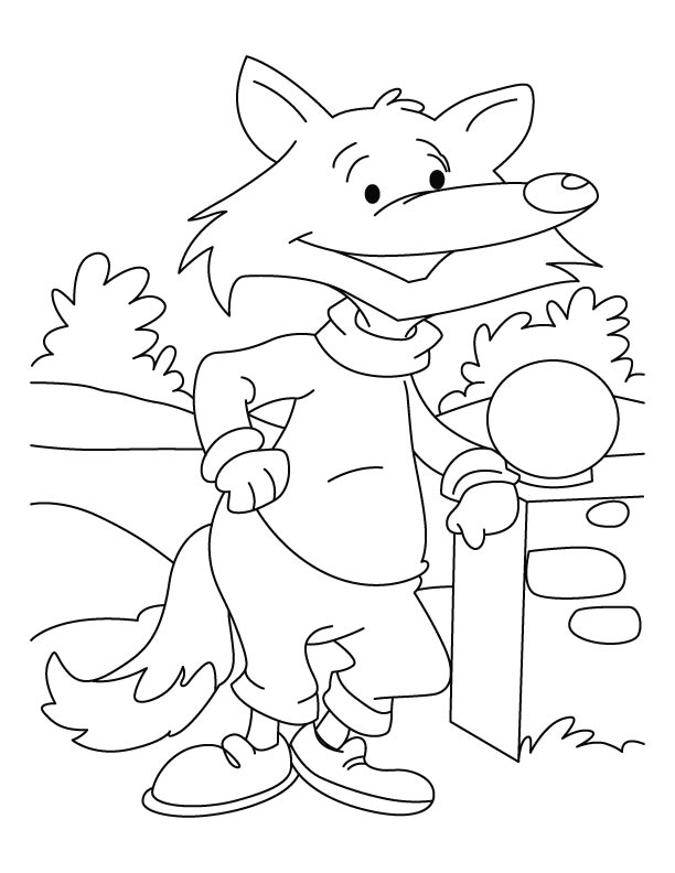 A dressed up fox waiting for someone coloring page