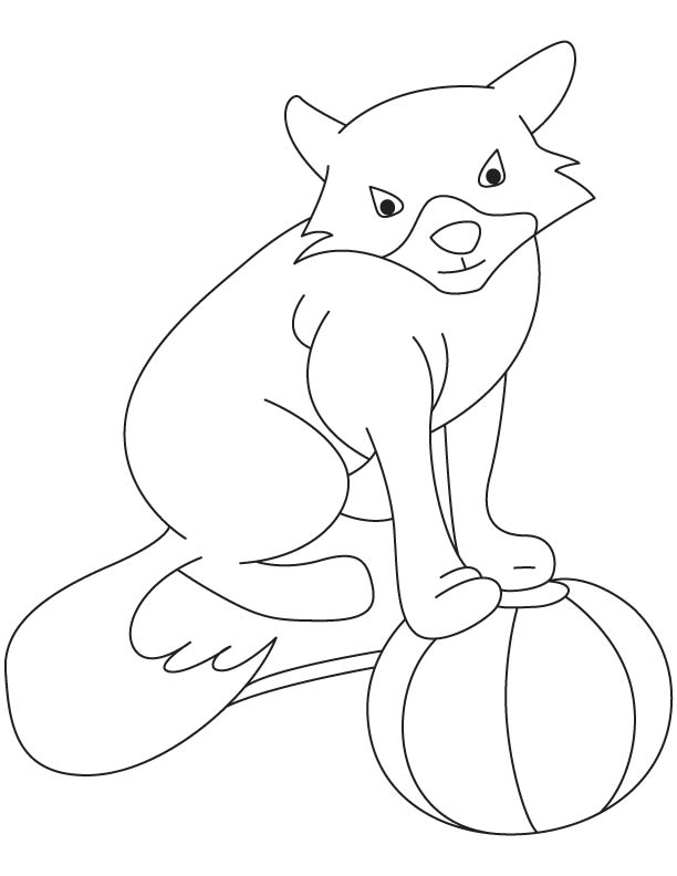 Fox cub with ball coloring page