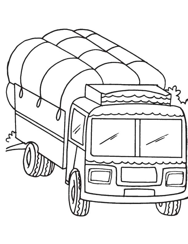 Fully loaded truck coloring page
