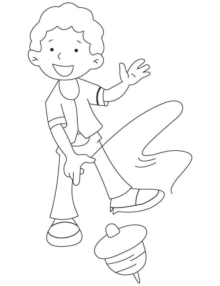 Rinku playing with top coloring pages