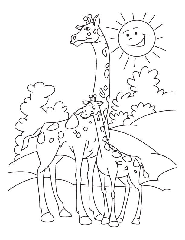 Giraffe with calf coloring pages