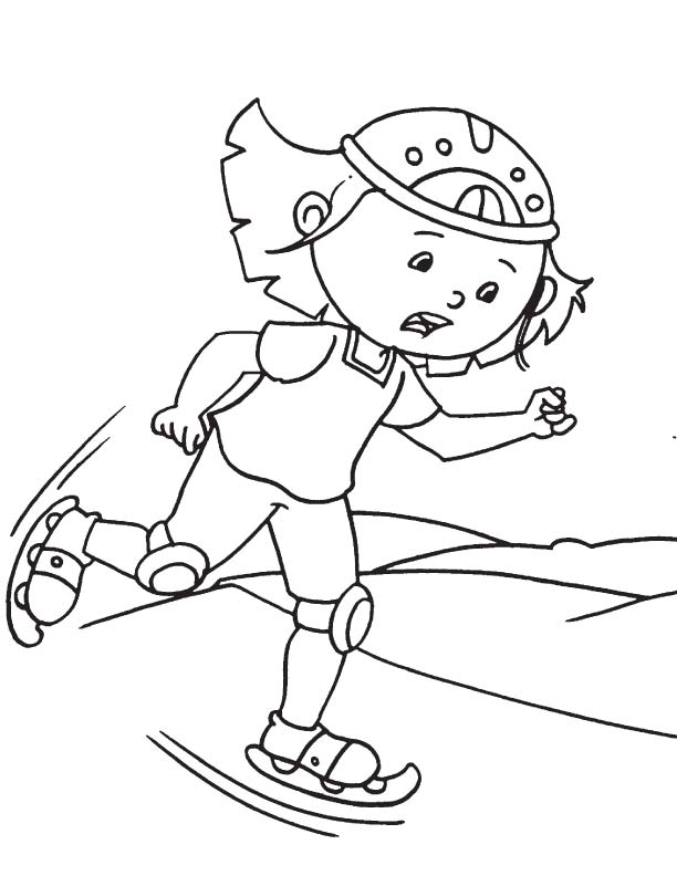 Girl ice skating coloring page