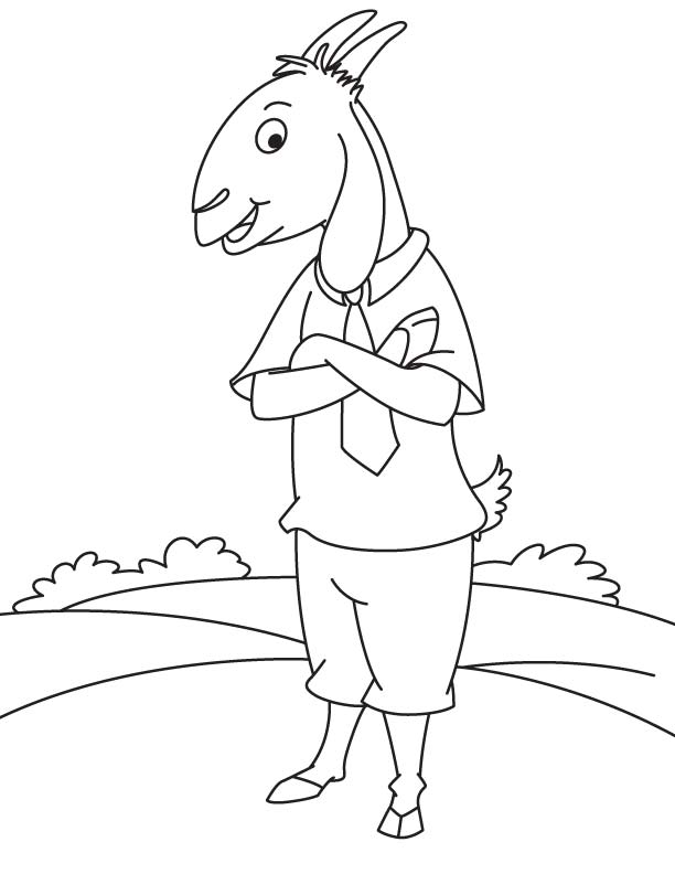 Goat in field coloring page