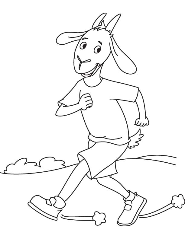 Goat jogging coloring page