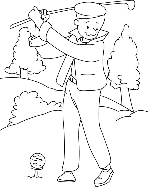 Playing golf coloring page