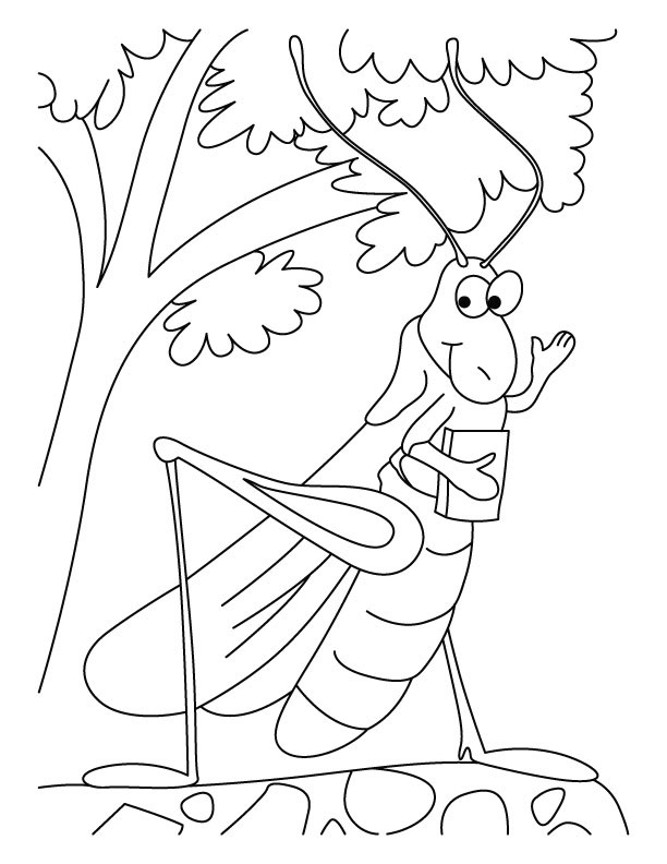 Grasshopper-the schoollover coloring pages
