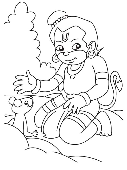 Hanumana playing coloring page