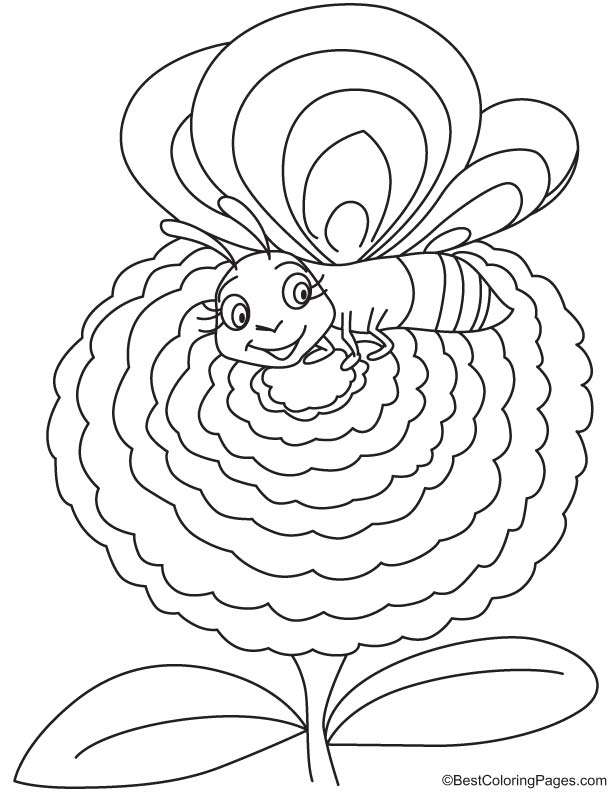Happy be on zinnia coloring page