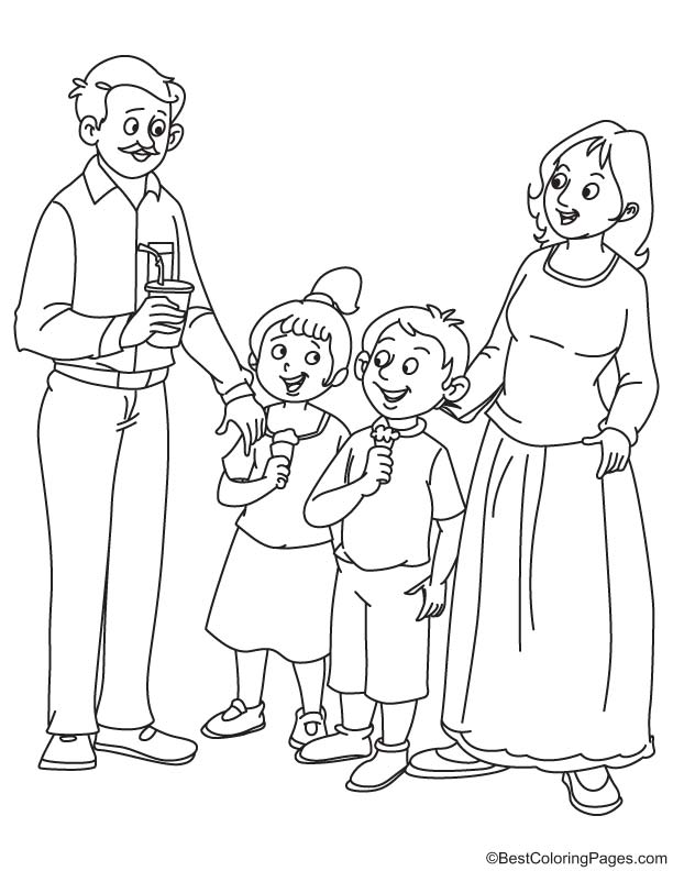 Happy family coloring page