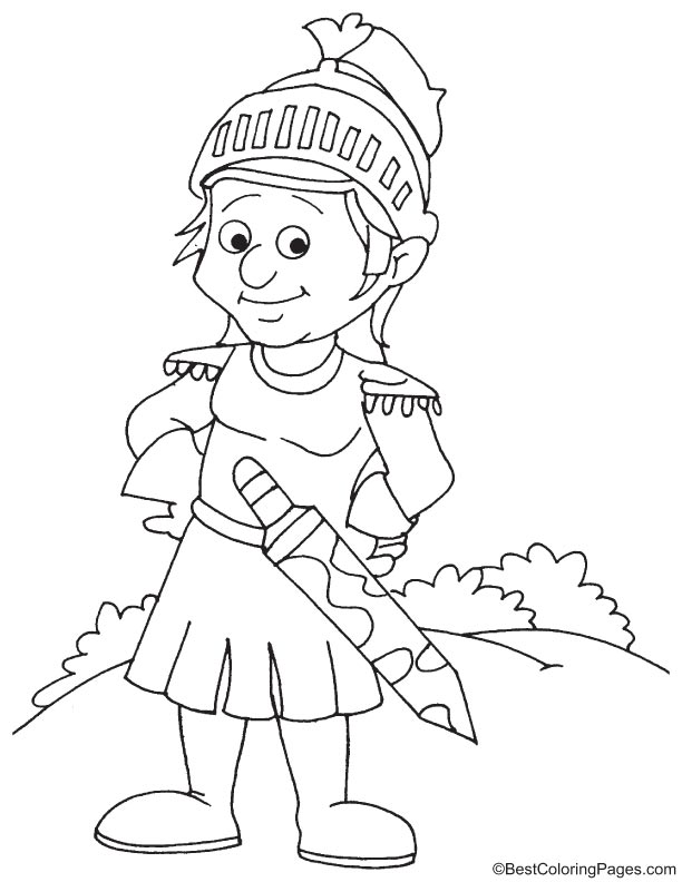 Happy knight coloring page