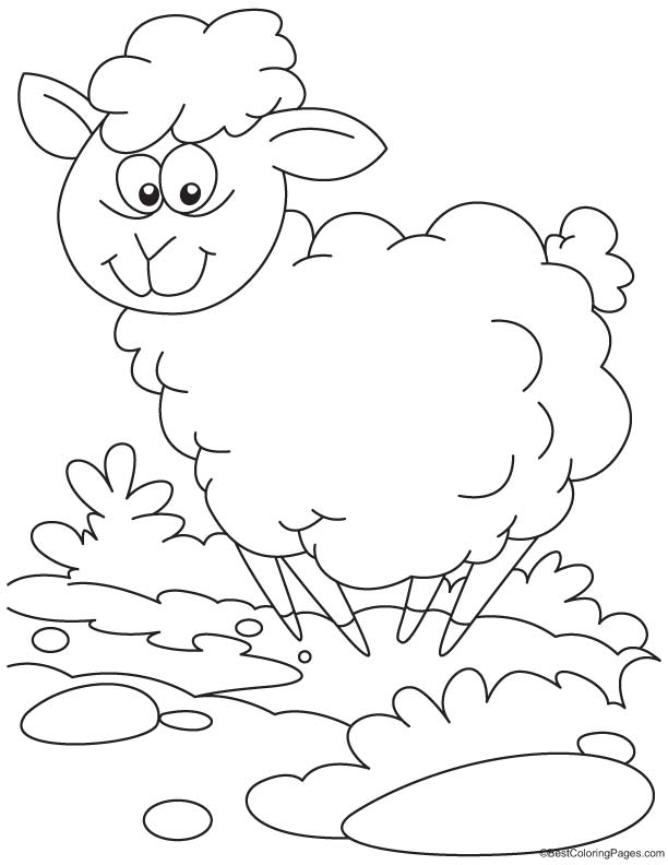Happy sheep coloring page