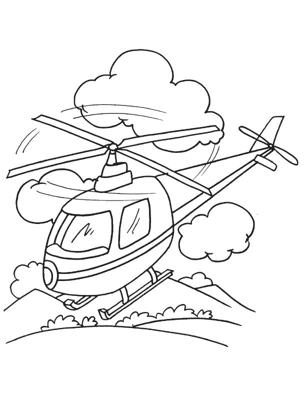 Helicopter landing coloring page