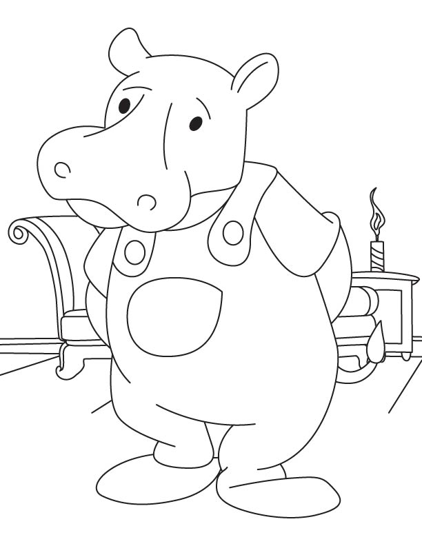 Hippo calf at home coloring page