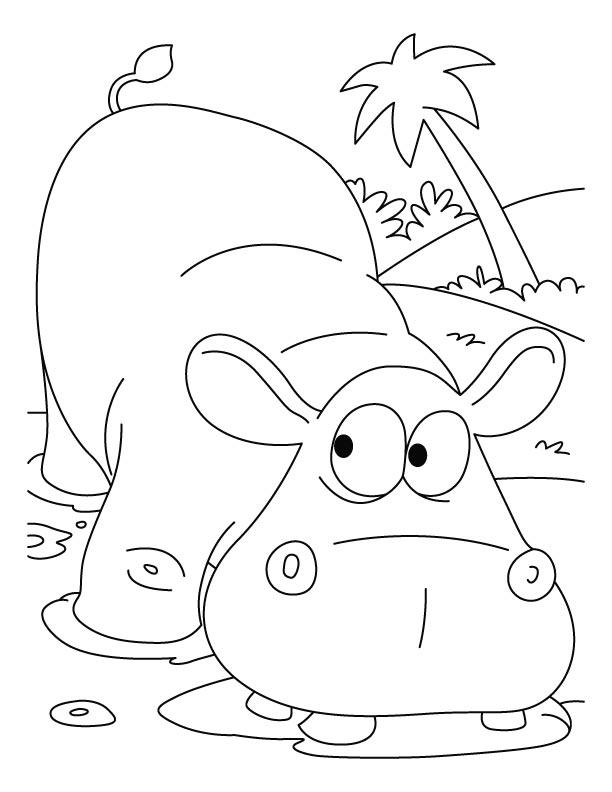 Scared hippopotamus coloring pages