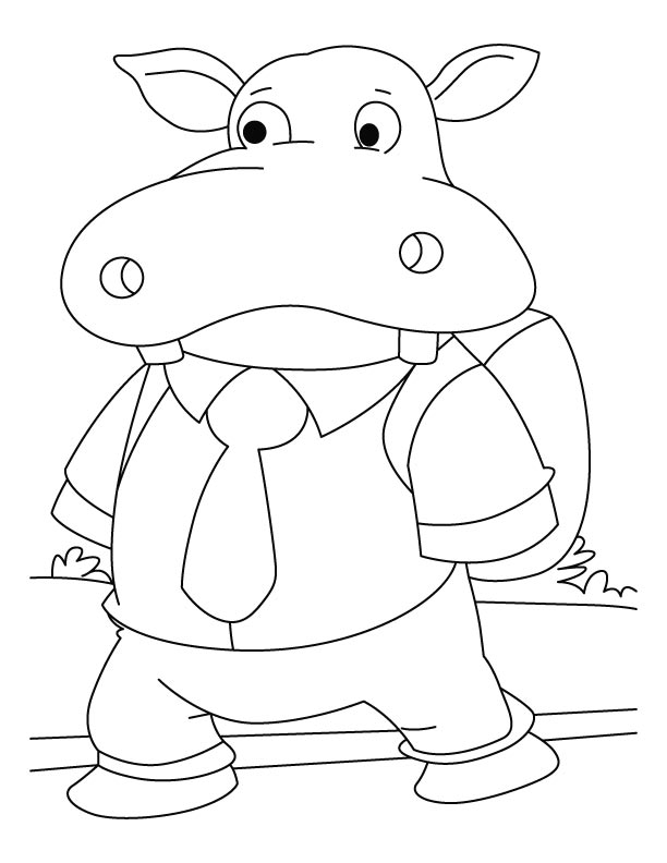 Student hippopotamus coloring pages