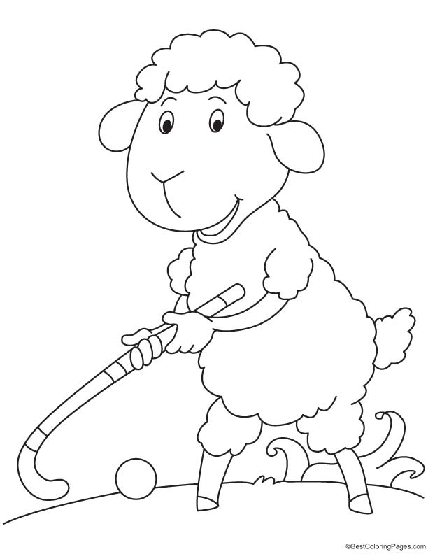 Hockey player sheep coloring page