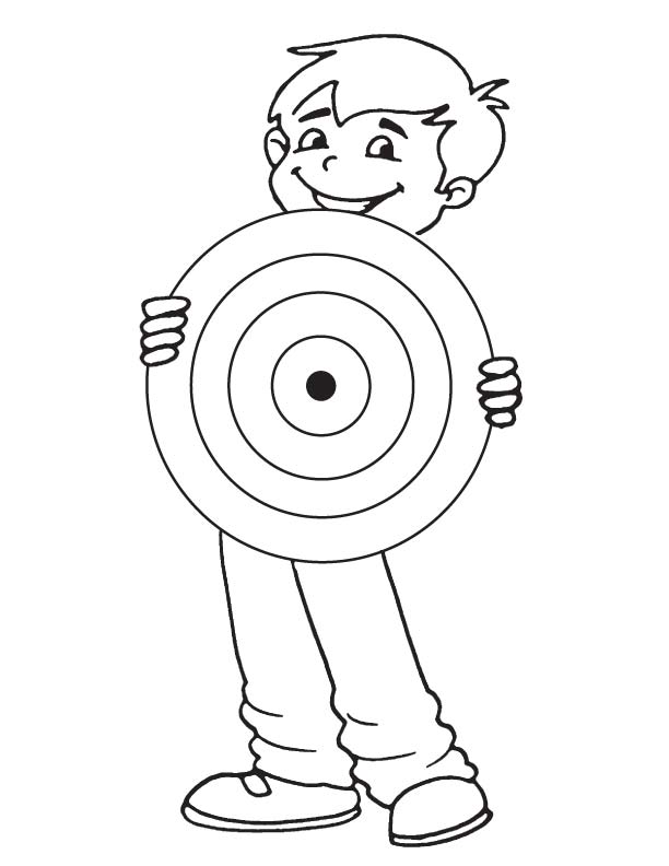 Holding dartboard coloring page