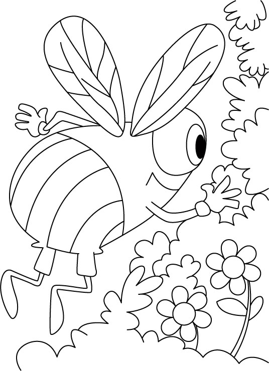 Honey bee whispers in flower ears coloring pages