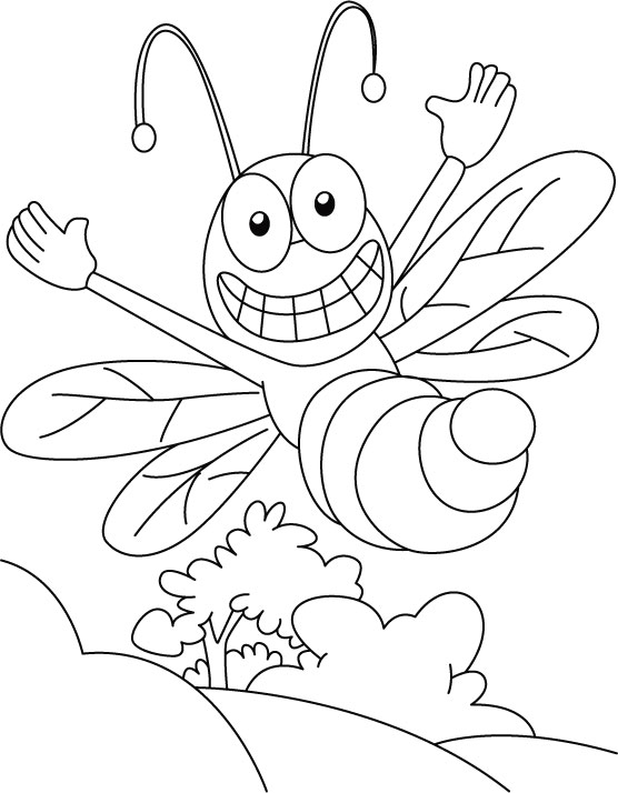 Honey bee up in sky coloring pages