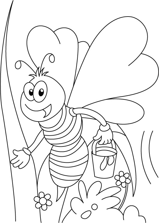 Miss honey bee on her tweet coloring pages
