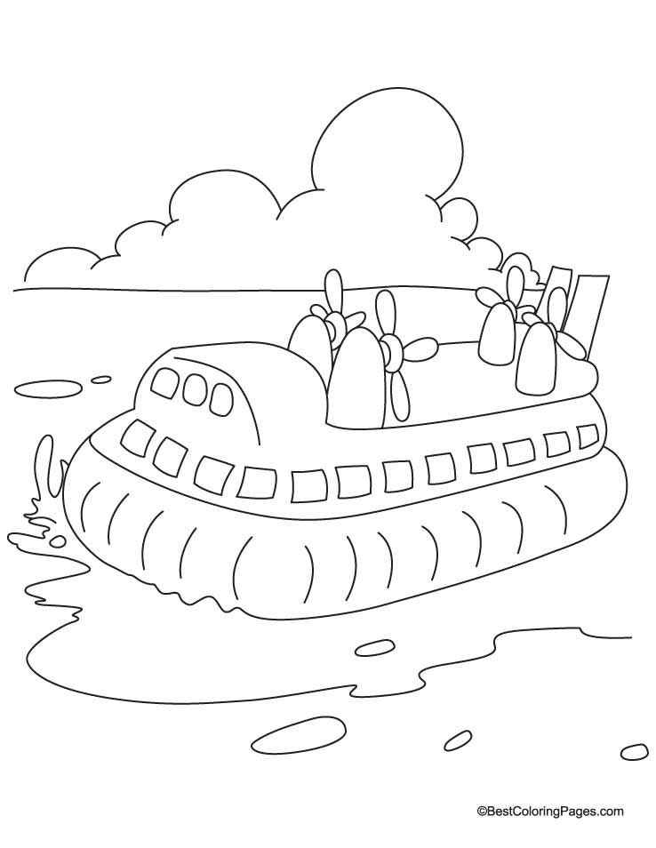 Hovercraft in the sea coloring pages