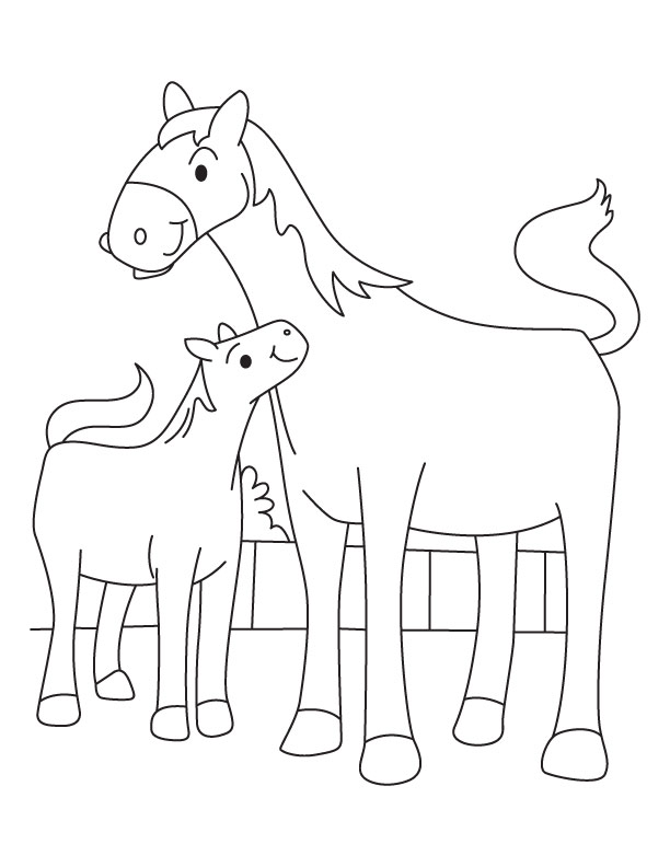 Colt with mother mare coloring page