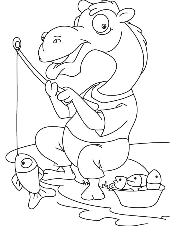Hungry camel fishing coloring page