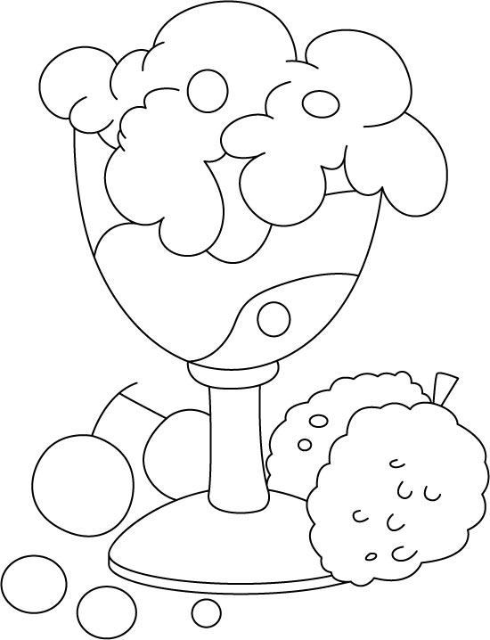 Fruit ice cream coloring page
