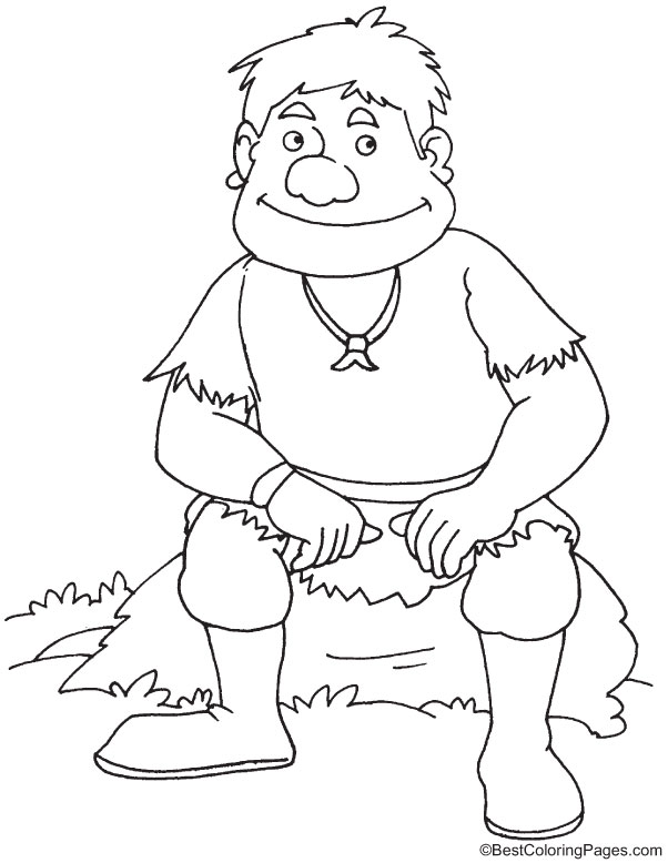 Innocent giant smiling coloring page