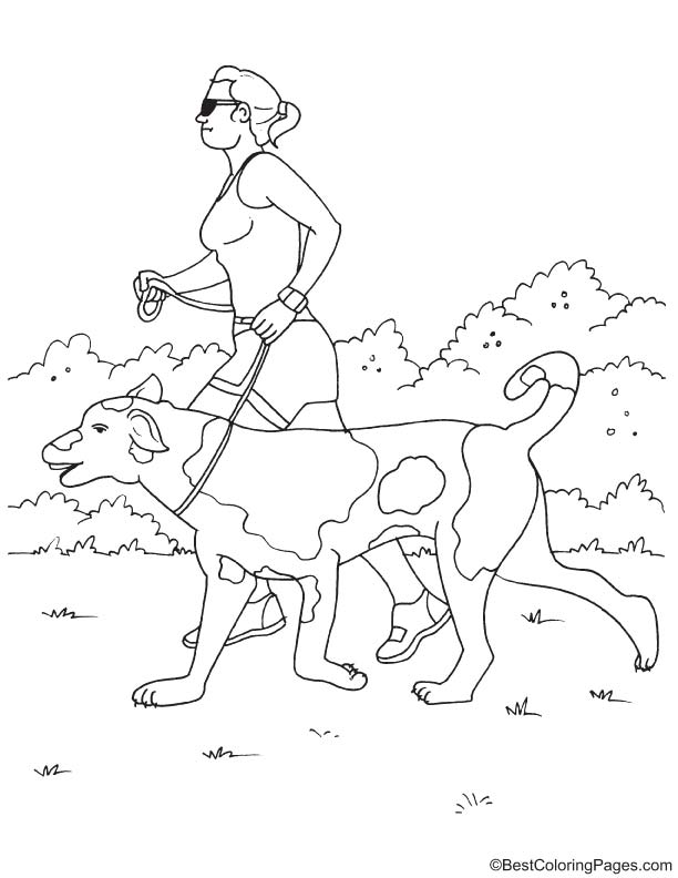 Jogging with dog coloring page