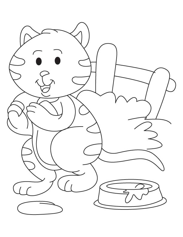 Kitten not drinking milk coloring page