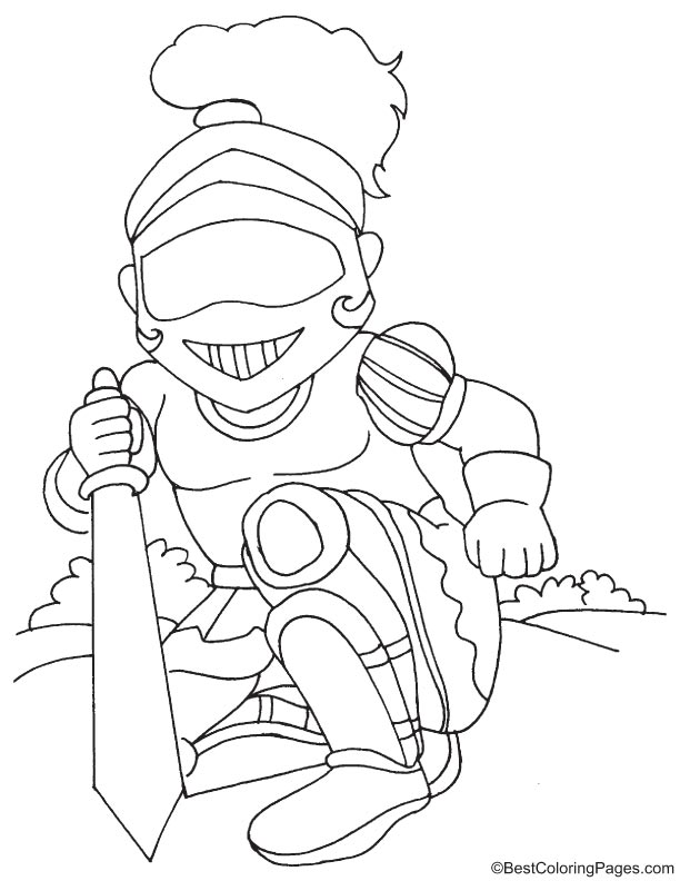 Knight ready to fight coloring page