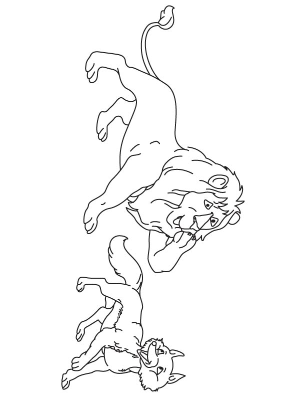 Lion and fox coloring page